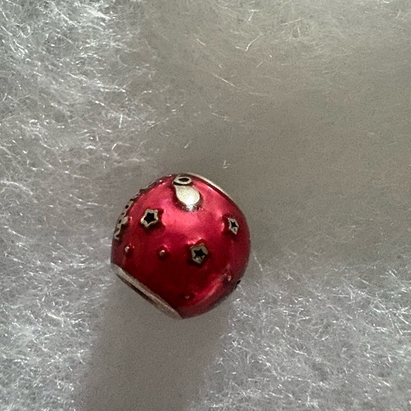 Pandora Red and Silver Charm Bead - Picture 1 of 3